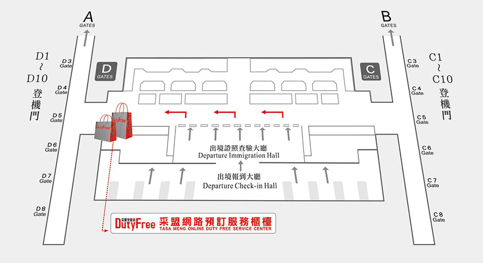 桃園國際機場第二航廈免稅店逛街、可預約回國再提領商品