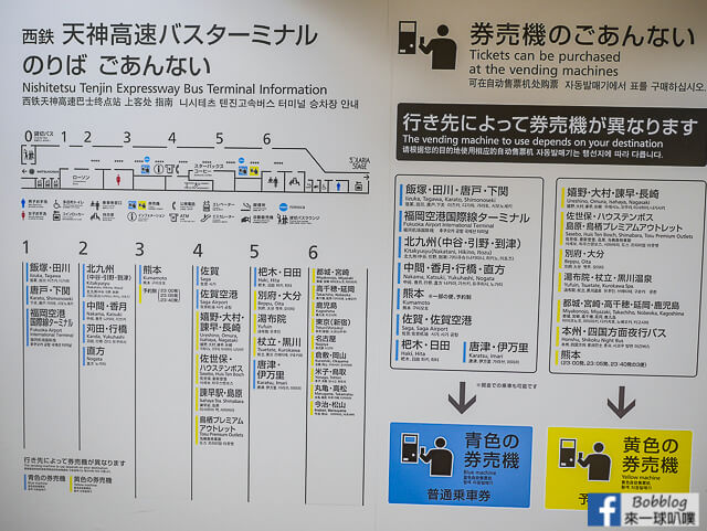 福岡機場,博多巴士中心站,天神高速巴士中心到小倉高速巴士交通 @來一球叭噗日本自助攻略