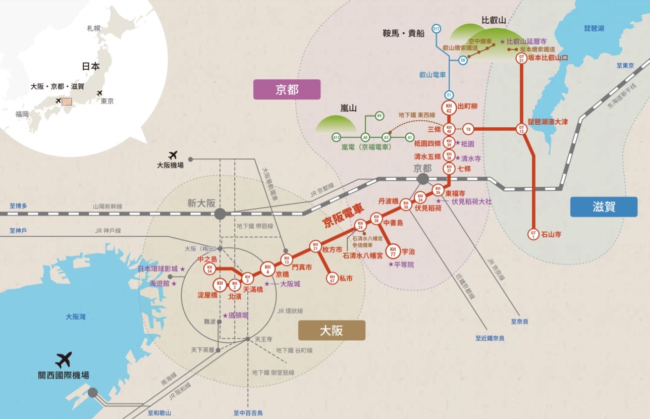 大阪京都交通|京阪電車搭車方式、京阪電車一日券、景點推薦