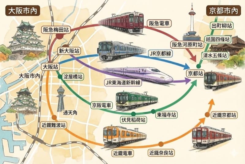 大阪到京都交通方式懶人包|五種交通工具、票價車程比較