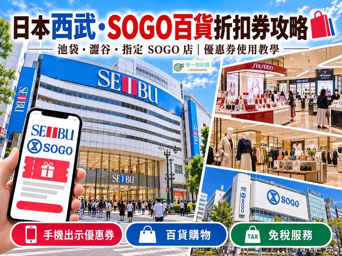 2026日本西武百貨95折折扣券、日本指定SOGO折扣券