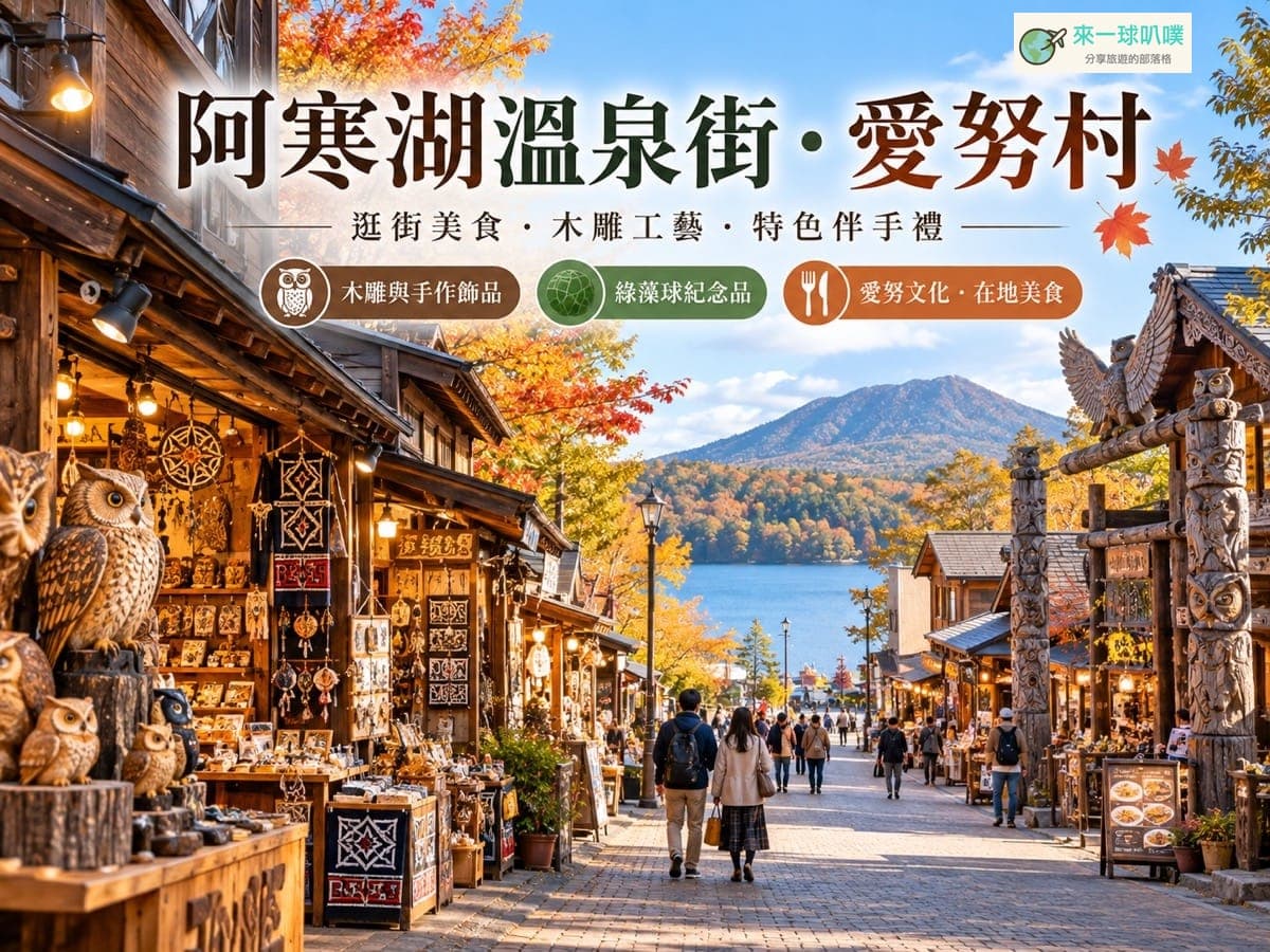 阿寒湖溫泉街逛街｜愛努村、木雕工藝、伴手禮與美食推薦