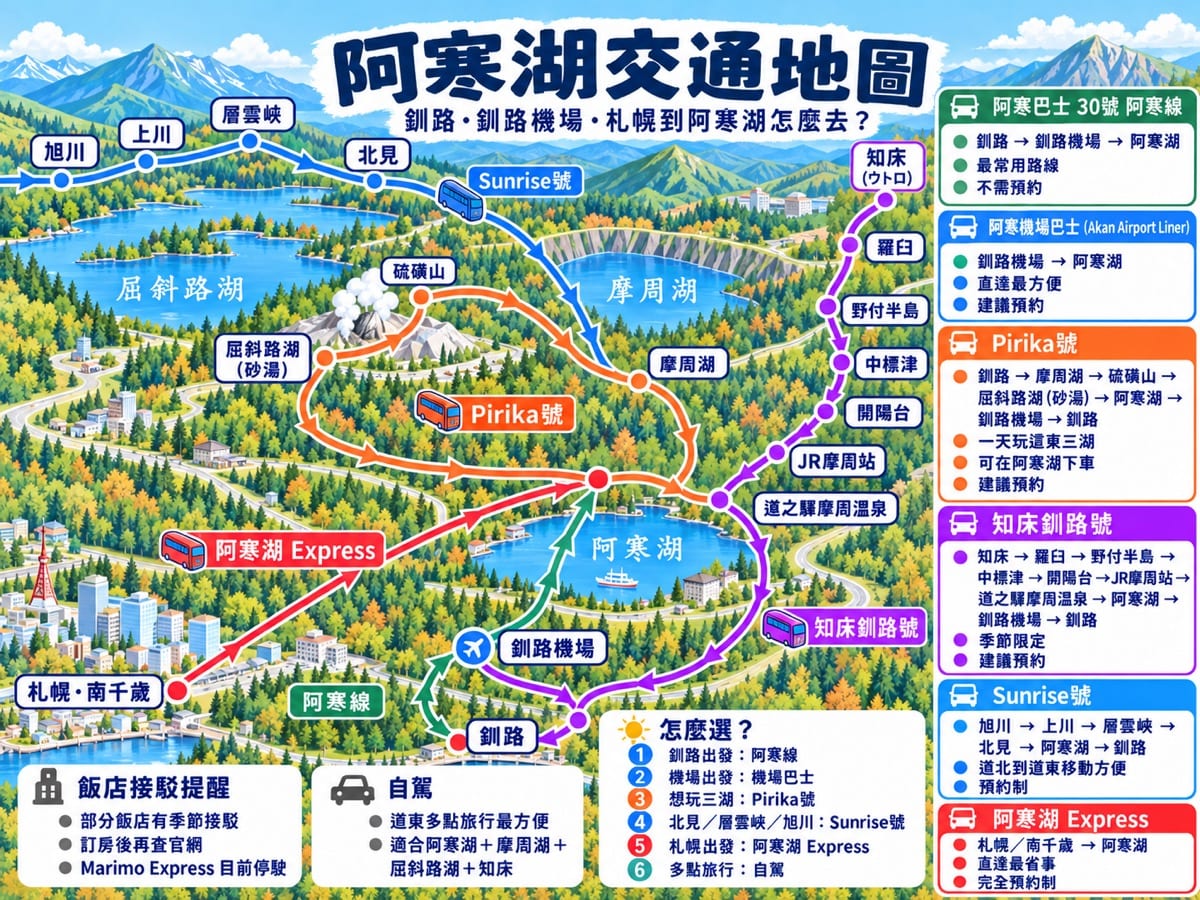 阿寒湖交通攻略｜釧路、釧路機場到阿寒湖巴士、自駕與札幌交通