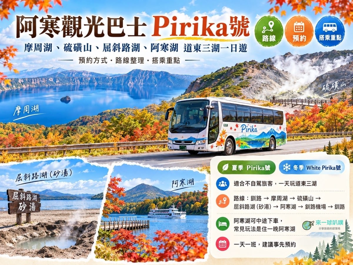 阿寒巴士Pirika號攻略｜釧路出發玩摩周湖、屈斜路湖、阿寒湖一日遊