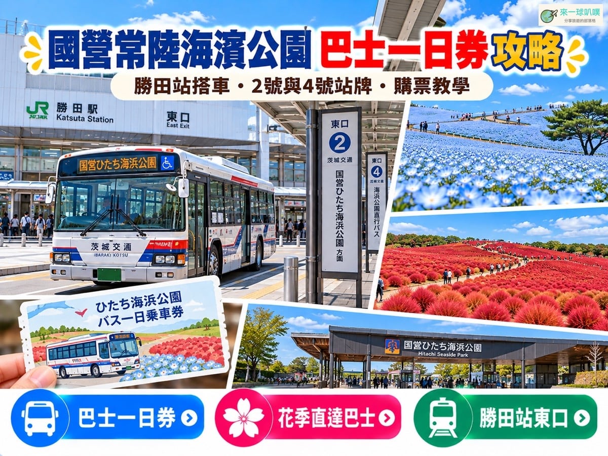 國營常陸海濱公園巴士一日券攻略｜勝田站搭車、直達巴士與2026票價