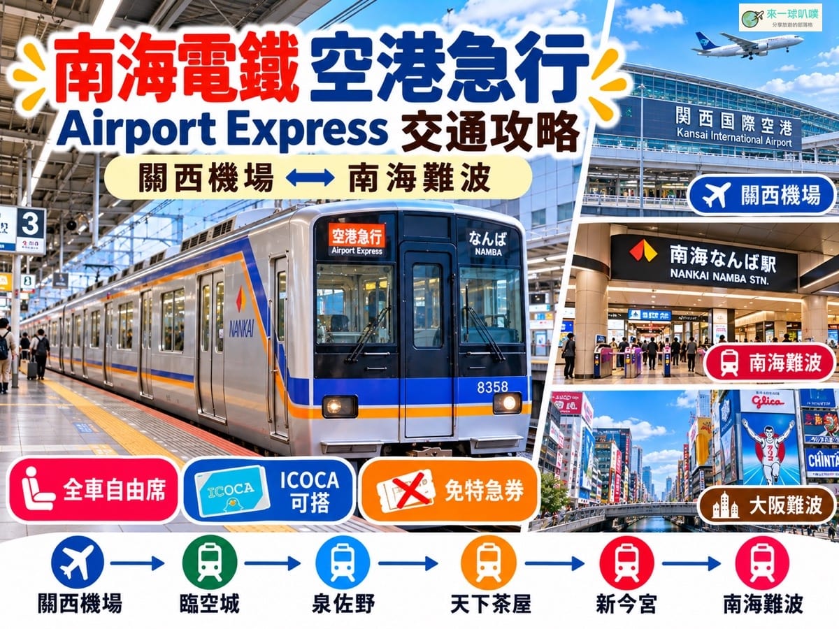 南海空港急行攻略2026｜關西機場到難波票價、時刻表、ICOCA搭車方式