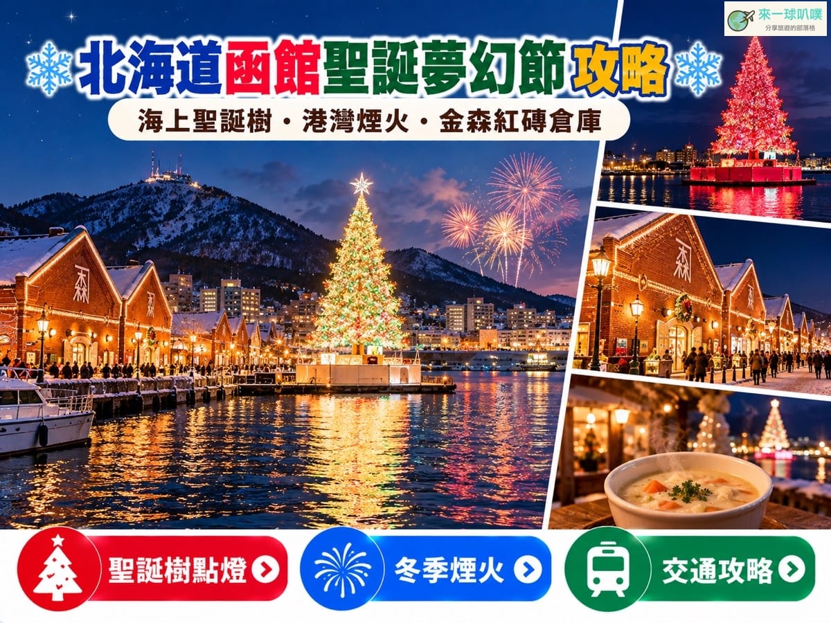 2026函館聖誕點燈攻略｜12/1～12/25日期、煙火時間、聖誕樹與交通