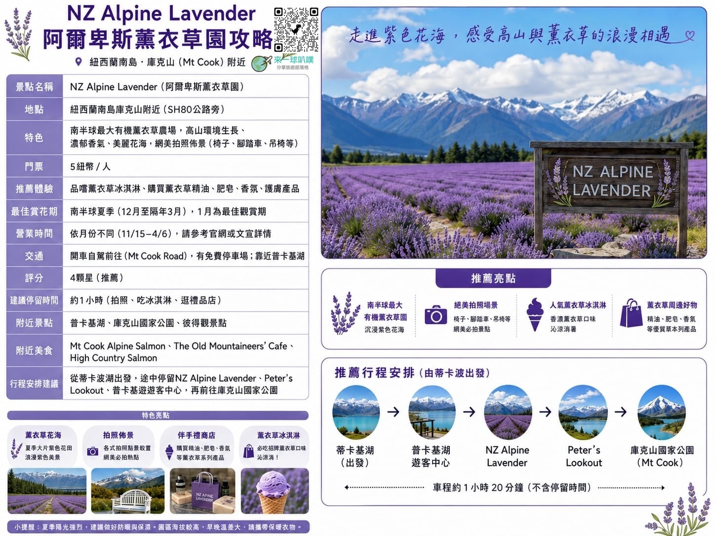 紐西蘭南島庫克山景點推薦|NZ Alpine Lavender、超美薰衣草花海