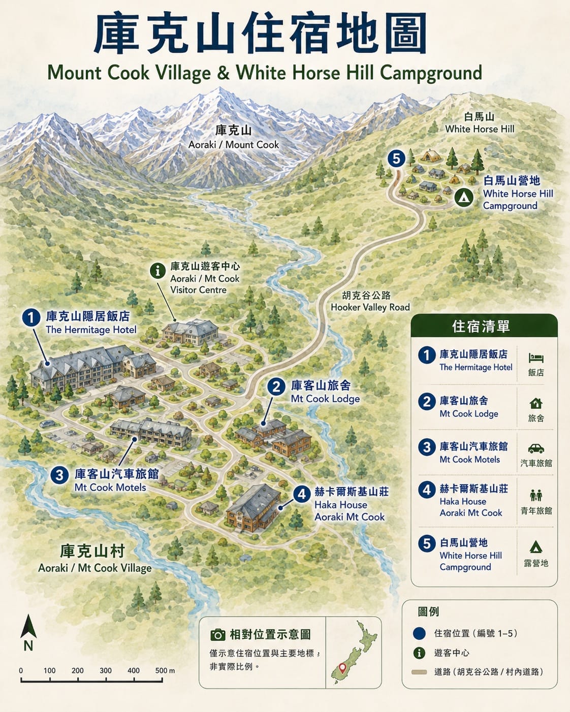紐西蘭庫克山Mount Cook住宿推薦整理|飯店、汽車旅館、青年旅館、露營地