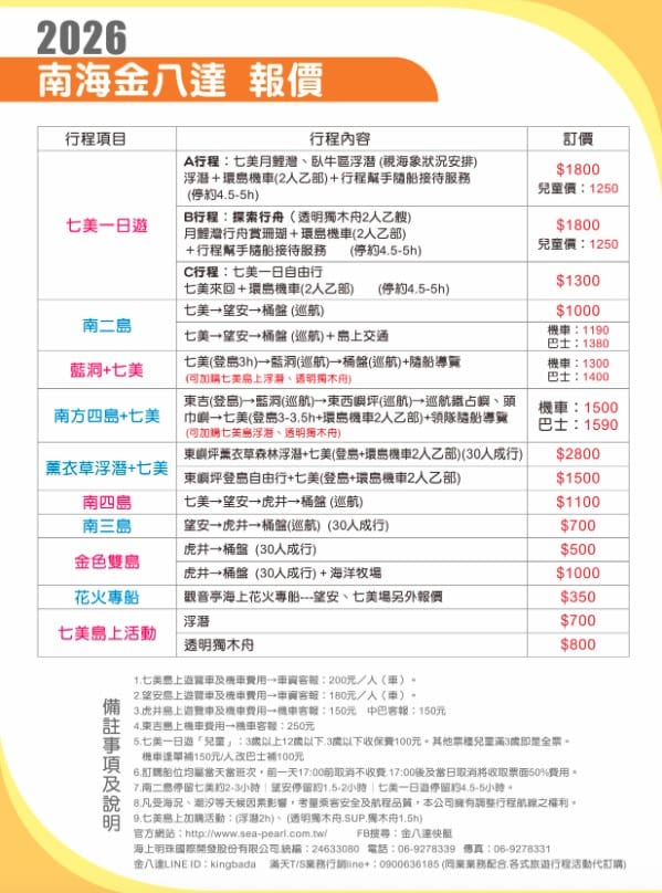 澎湖金八達快艇|北海行程方案、南海行程方案整理 @來一球叭噗 澎湖金八達快艇|北海行程方案、南海行程方案整理