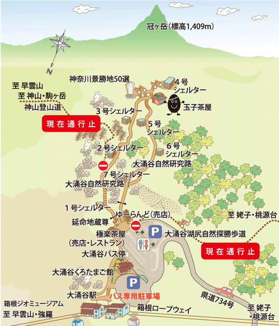 箱根空中纜車超美富士山、大涌谷火山地形、名產黑雞蛋